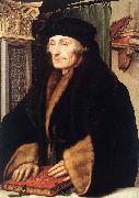 HOLBEIN, Hans the Younger Portrait of Erasmus of Rotterdam sg oil on canvas